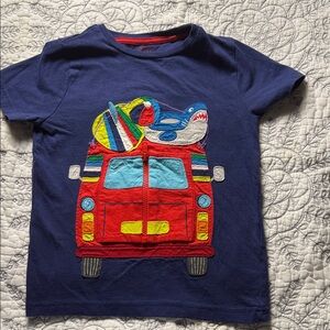Kids Blue T-Shirt with Red Van and Shark Design